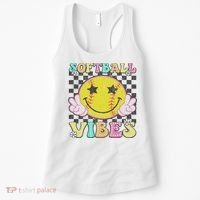 Softball Vibes Softball Retro Groovy Game Day Women Women's Tank Top thumb 0