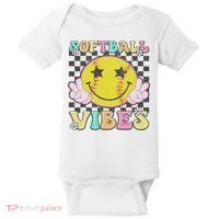 Softball Vibes Softball Retro Groovy Game Day Women Baby Bodysuit thumb 0
