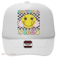Softball Vibes Softball Retro Groovy Game Day Women Hat thumb 0