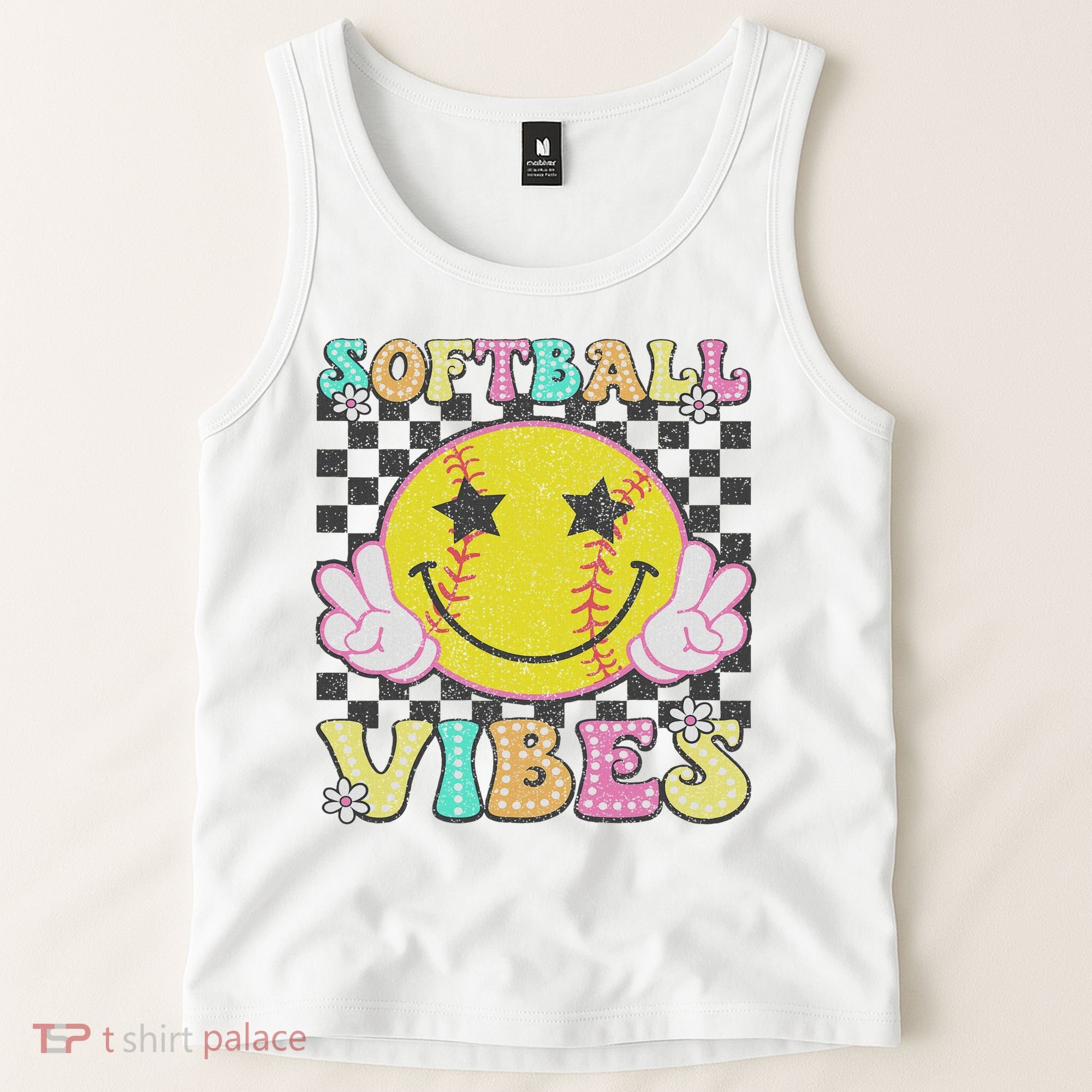 Softball Vibes Softball Retro Groovy Game Day Women Tank Top