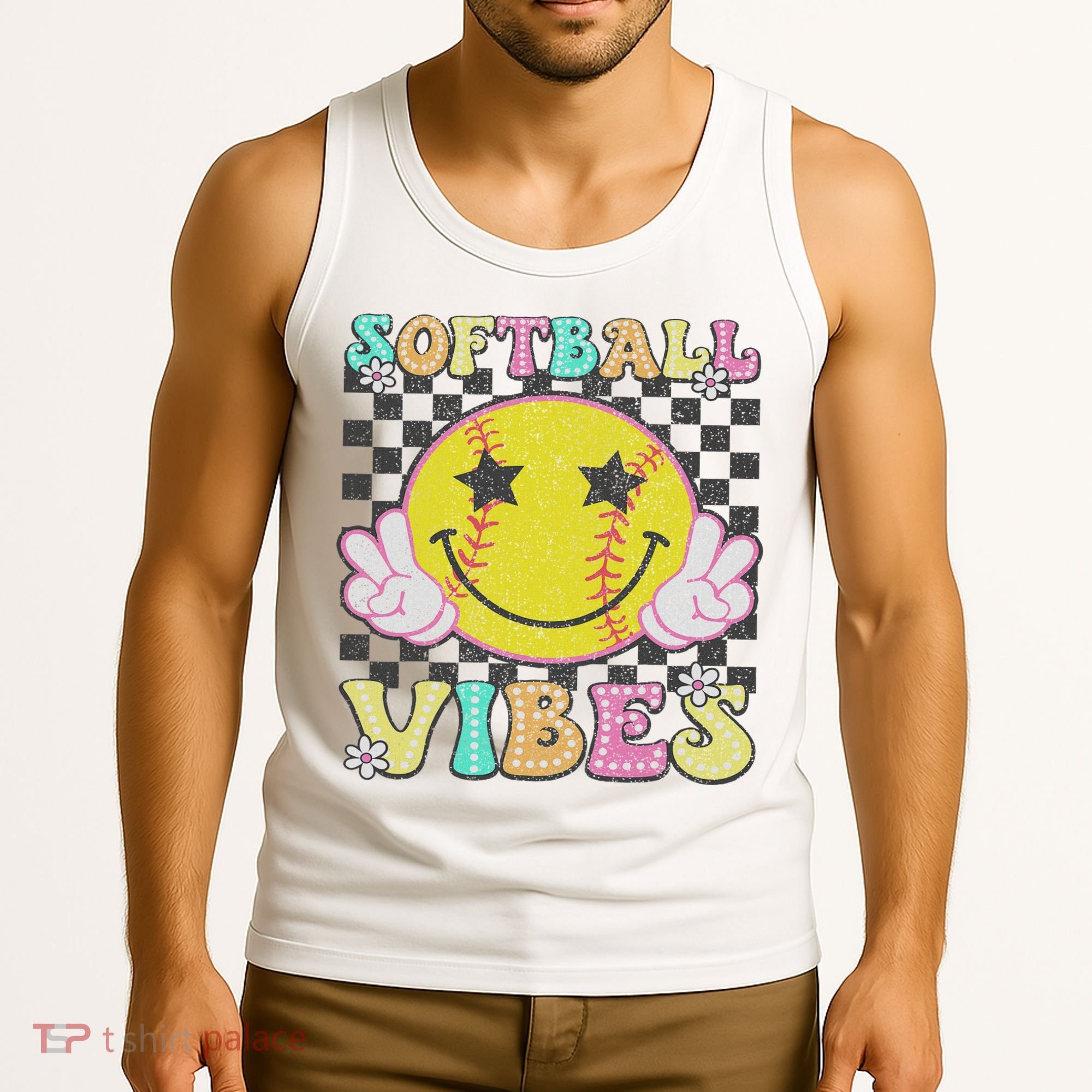 Softball Vibes Softball Retro Groovy Game Day Women Tank Top