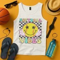 Softball Vibes Softball Retro Groovy Game Day Women Tank Top thumb 4