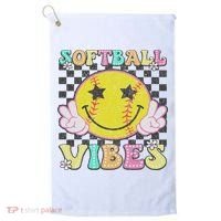 Softball Vibes Softball Retro Groovy Game Day Women Golf Towel thumb 0