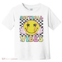 Softball Vibes Softball Retro Groovy Game Day Women Toddler T-Shirt thumb 0