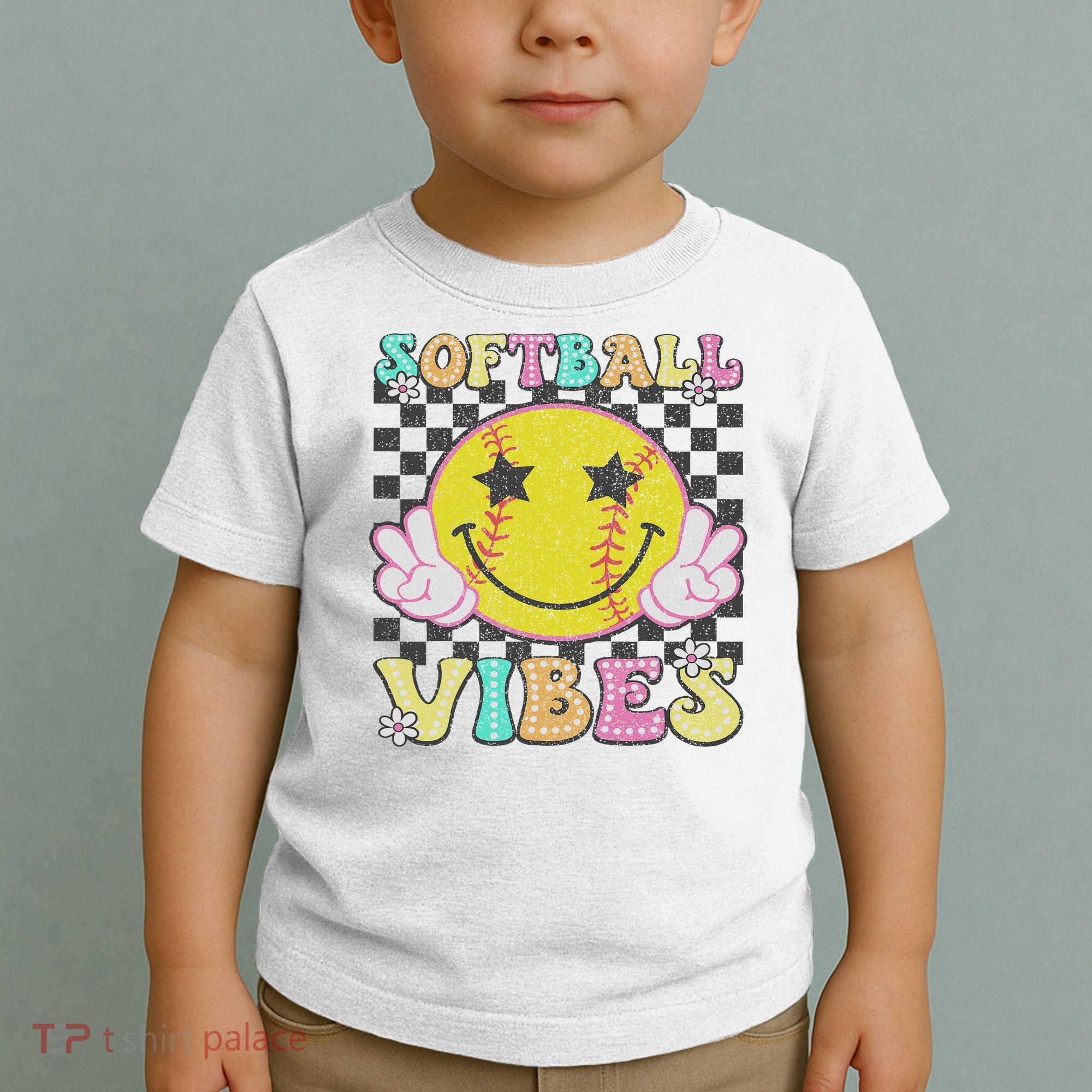 Softball Vibes Softball Retro Groovy Game Day Women Toddler T-Shirt