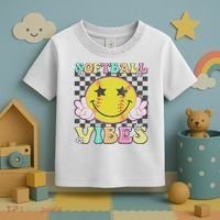 Softball Vibes Softball Retro Groovy Game Day Women Toddler T-Shirt thumb 3