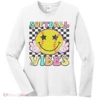Softball Vibes Softball Retro Groovy Game Day Women Women's Long Sleeve Shirt thumb 0
