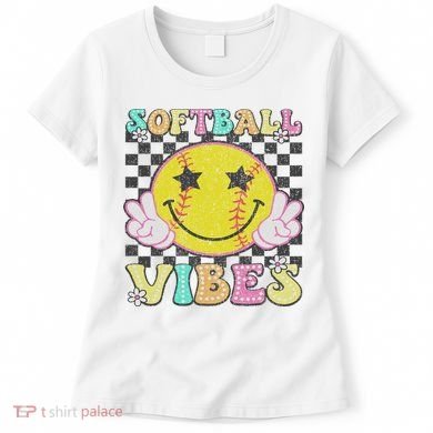 Softball Vibes Softball Retro Groovy Game Day Women Women's T-Shirt