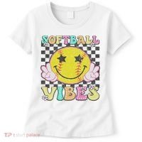Softball Vibes Softball Retro Groovy Game Day Women Women's T-Shirt thumb 0