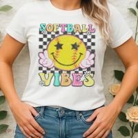 Softball Vibes Softball Retro Groovy Game Day Women Women's T-Shirt thumb 2