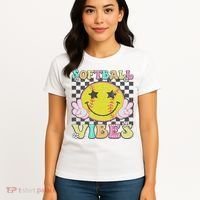 Softball Vibes Softball Retro Groovy Game Day Women Women's T-Shirt thumb 4