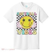 Softball Vibes Softball Retro Groovy Game Day Women Kids T-Shirt thumb 0