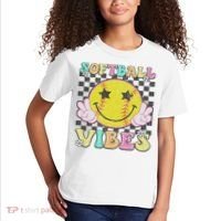 Softball Vibes Softball Retro Groovy Game Day Women Kids T-Shirt thumb 2
