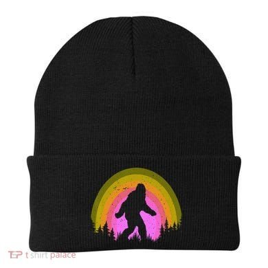 Sasquatch Vintage Sunset Bigfoot Retro Distressed 60sFunny Gift Beanie