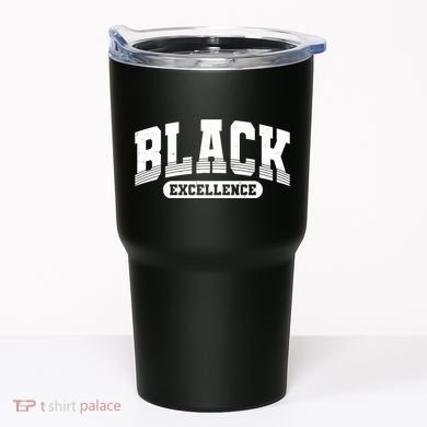 Sporty Varsity Style Black Excellence Tumbler