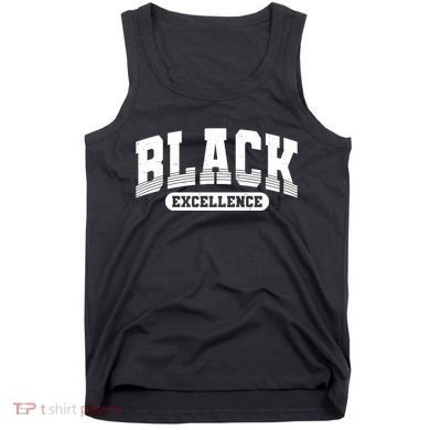 Sporty Varsity Style Black Excellence Tank Top