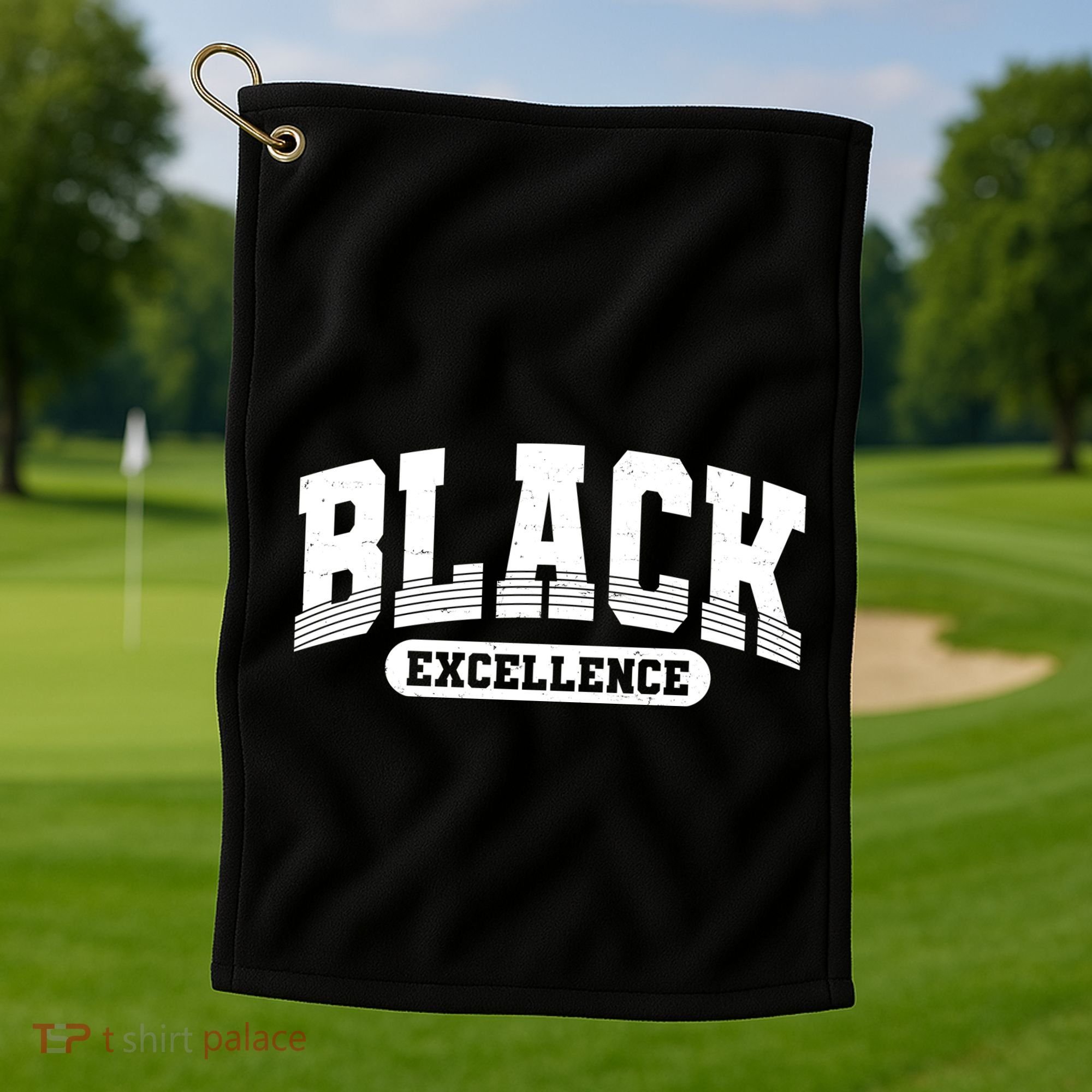 Sporty Varsity Style Black Excellence Golf Towel