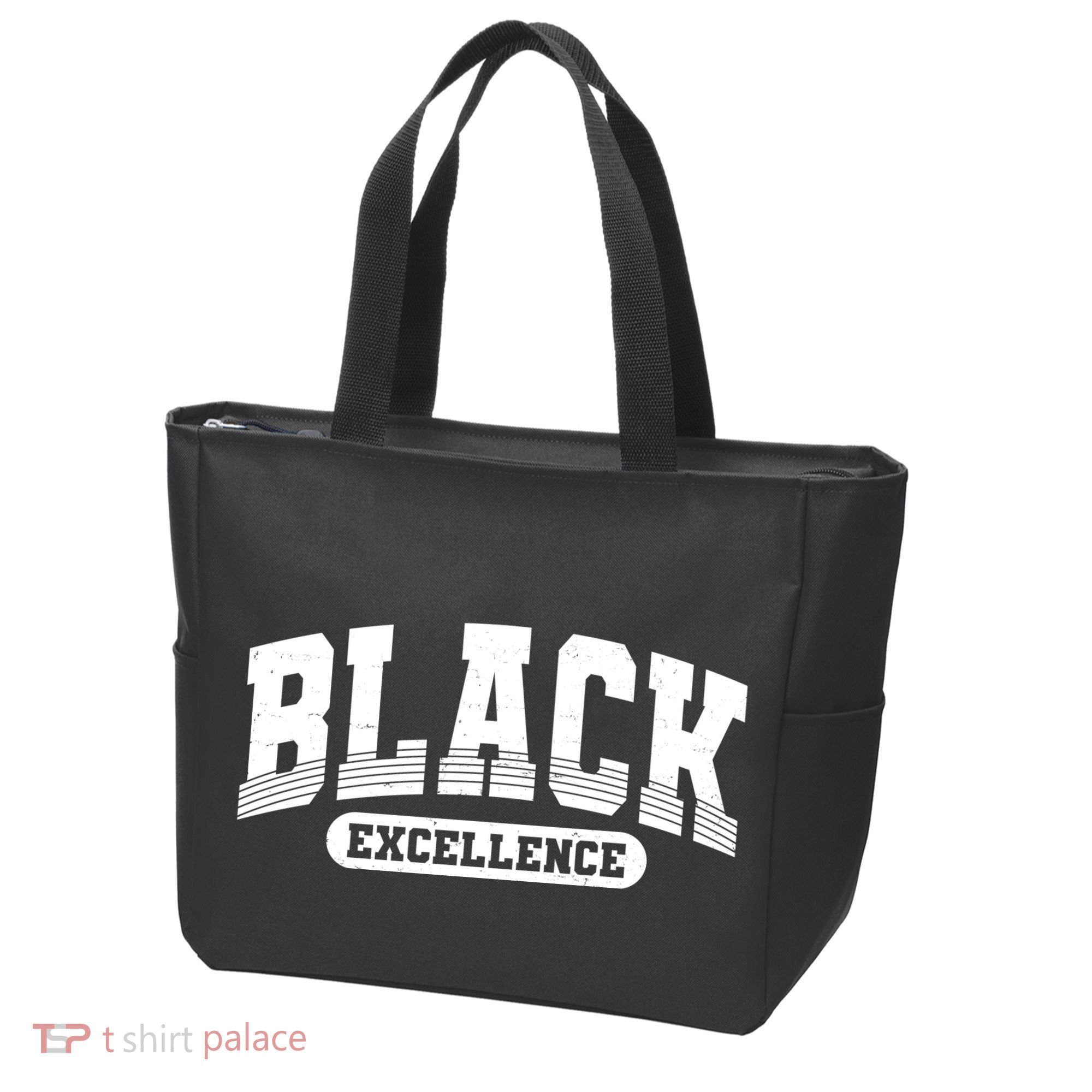 Sporty Varsity Style Black Excellence Tote Bag