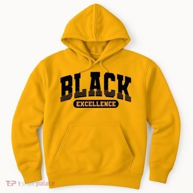 Sporty Varsity Style Black Excellence Hoodie