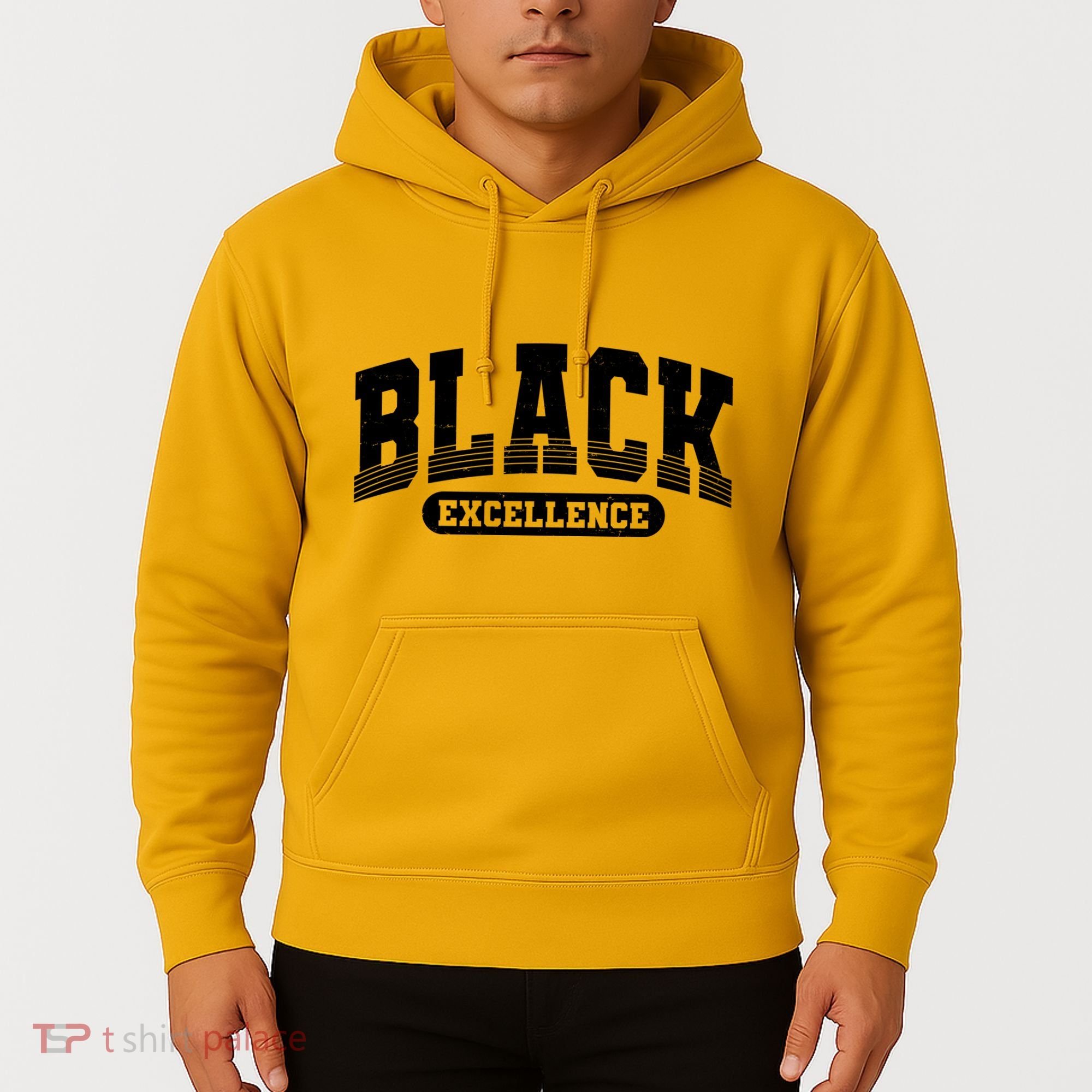 Sporty Varsity Style Black Excellence Hoodie