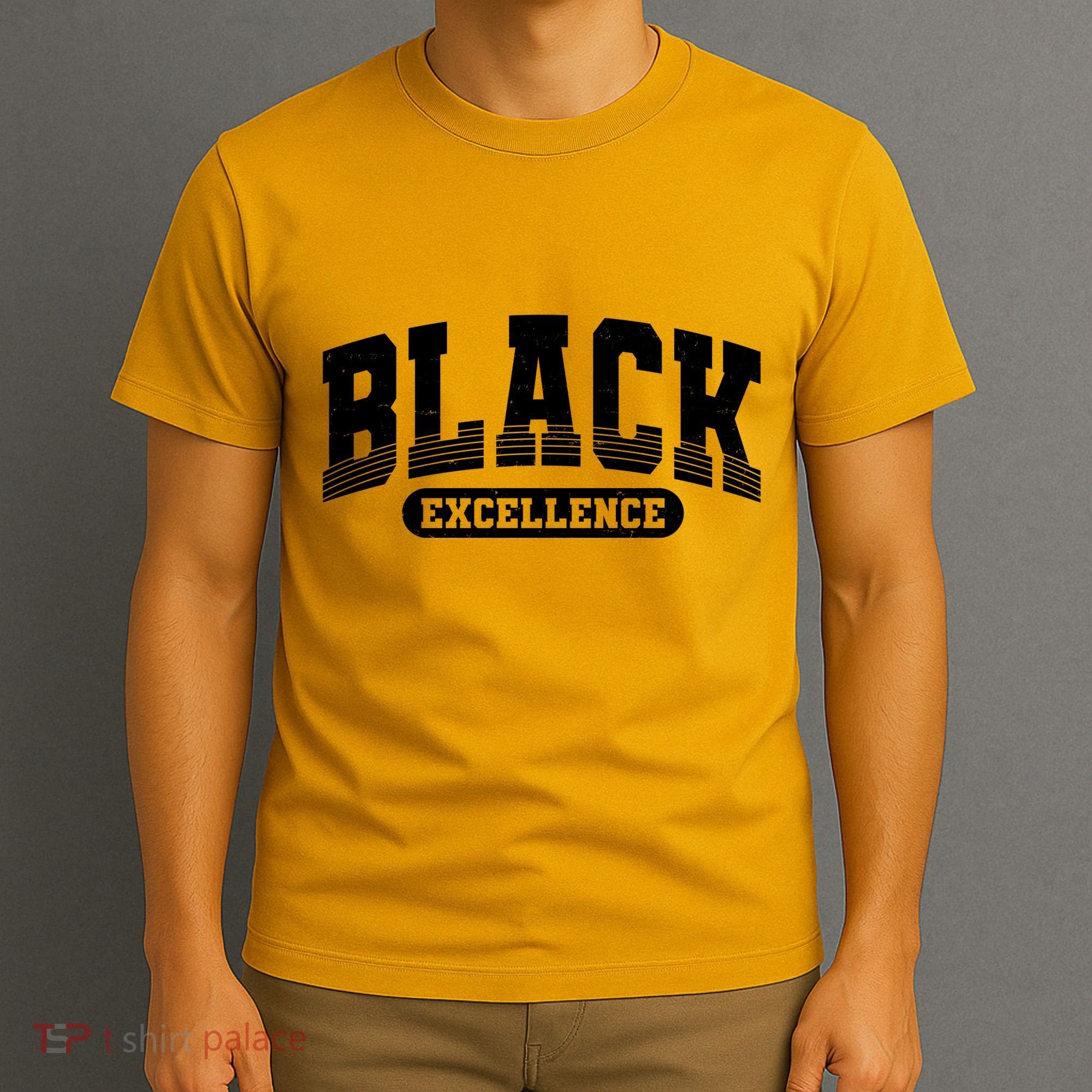 Sporty Varsity Style Black Excellence T-Shirt