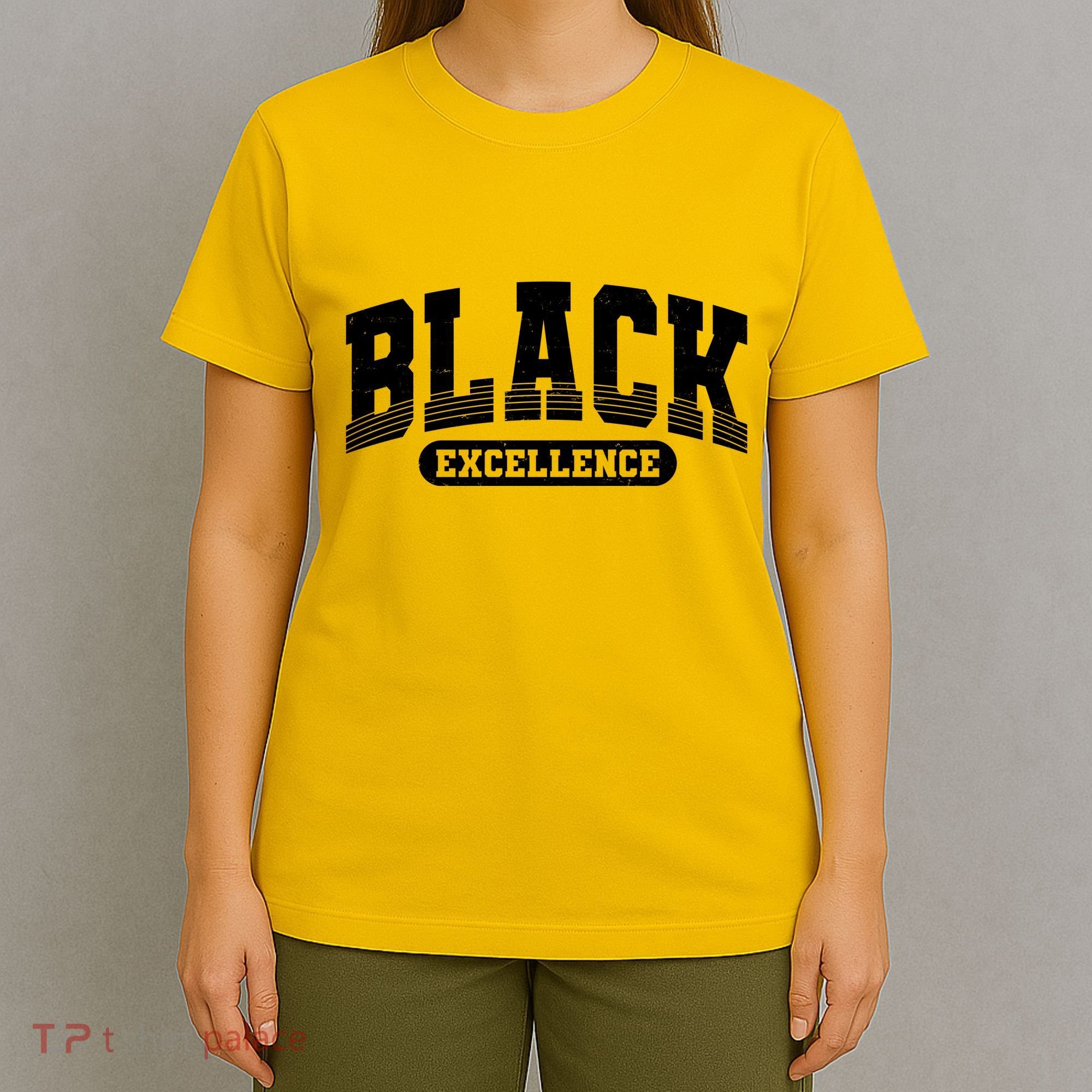 Sporty Varsity Style Black Excellence T-Shirt