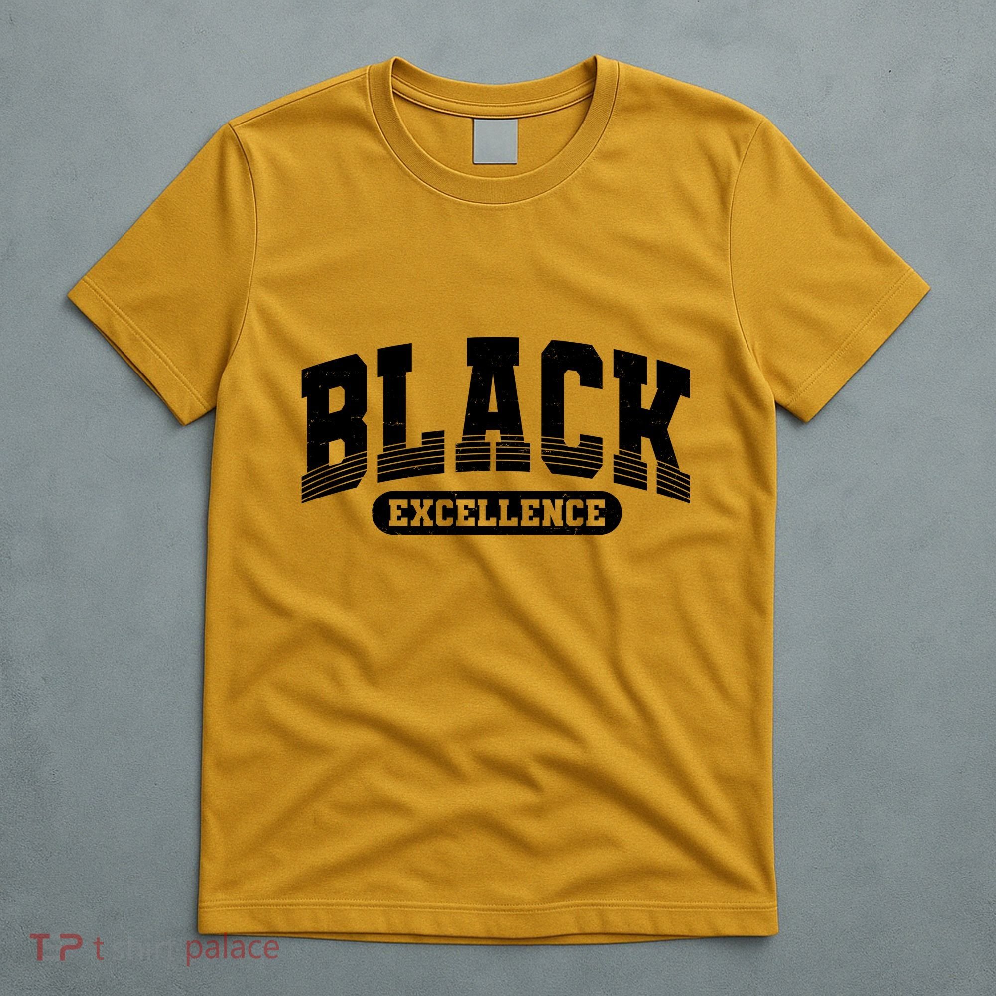 Sporty Varsity Style Black Excellence T-Shirt