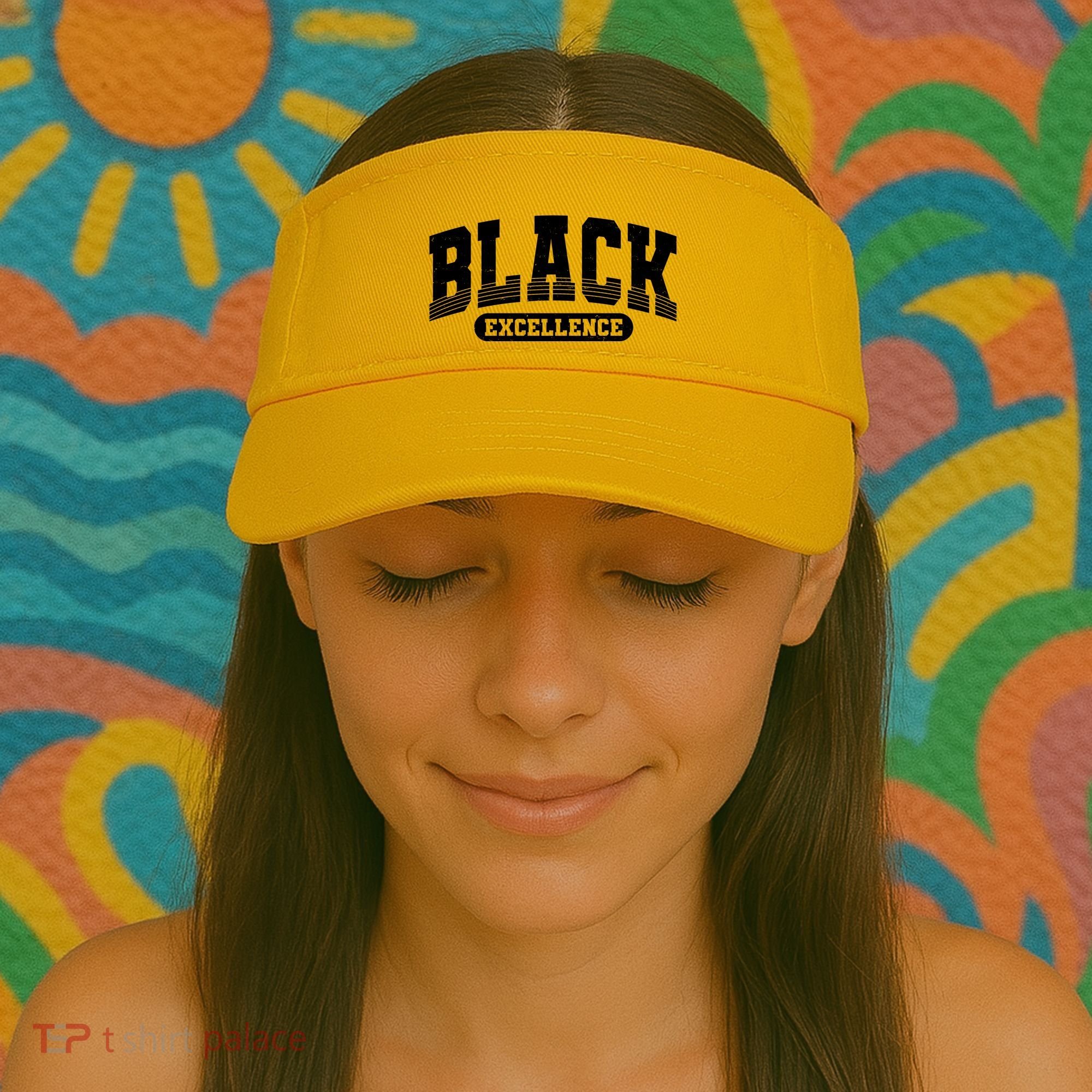 Sporty Varsity Style Black Excellence Visor