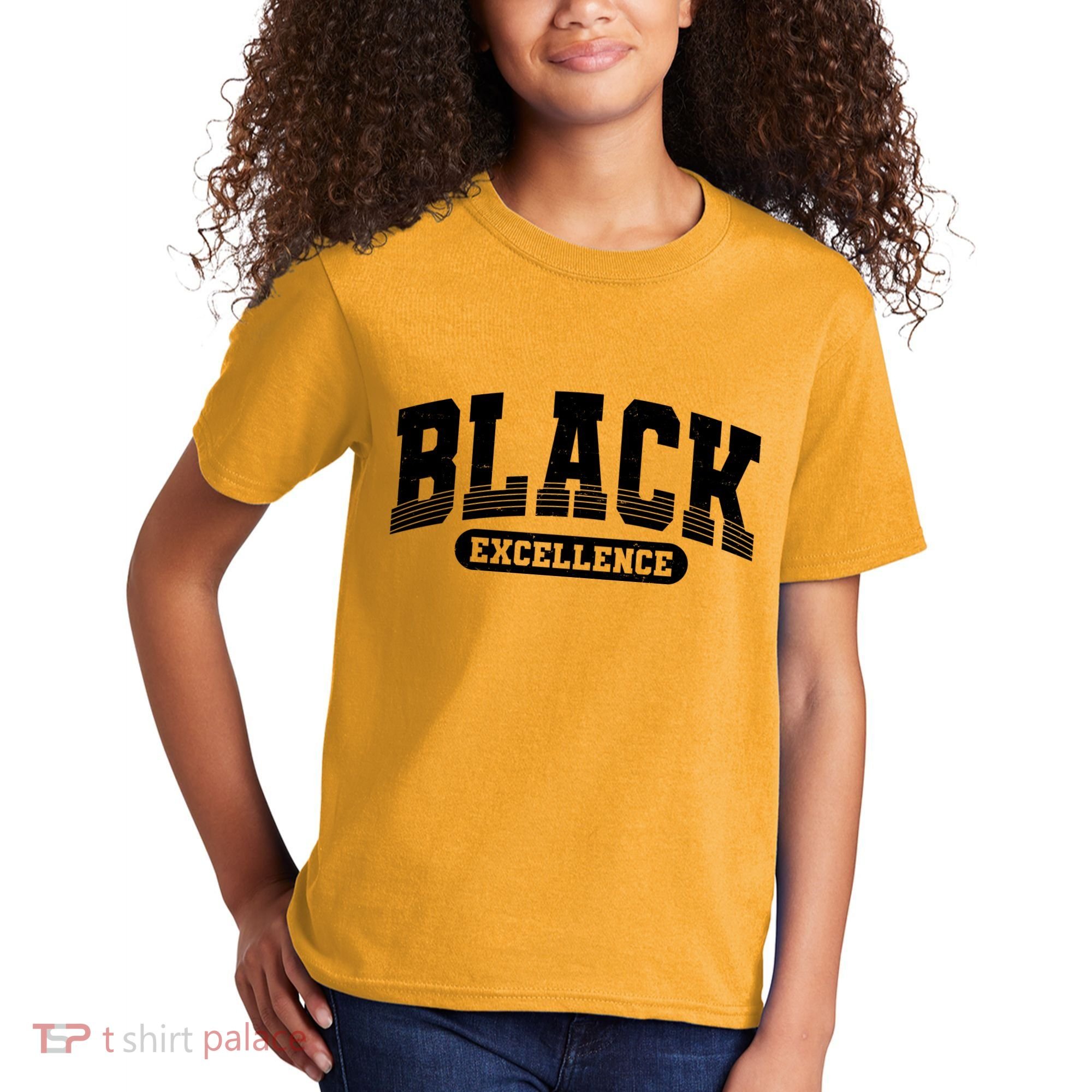 Sporty Varsity Style Black Excellence Kids T-Shirt