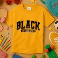 Sporty Varsity Style Black Excellence Kids T-Shirt thumb 3