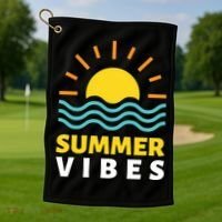 Summer Vibes Sunset Ocean Golf Towel thumb 1