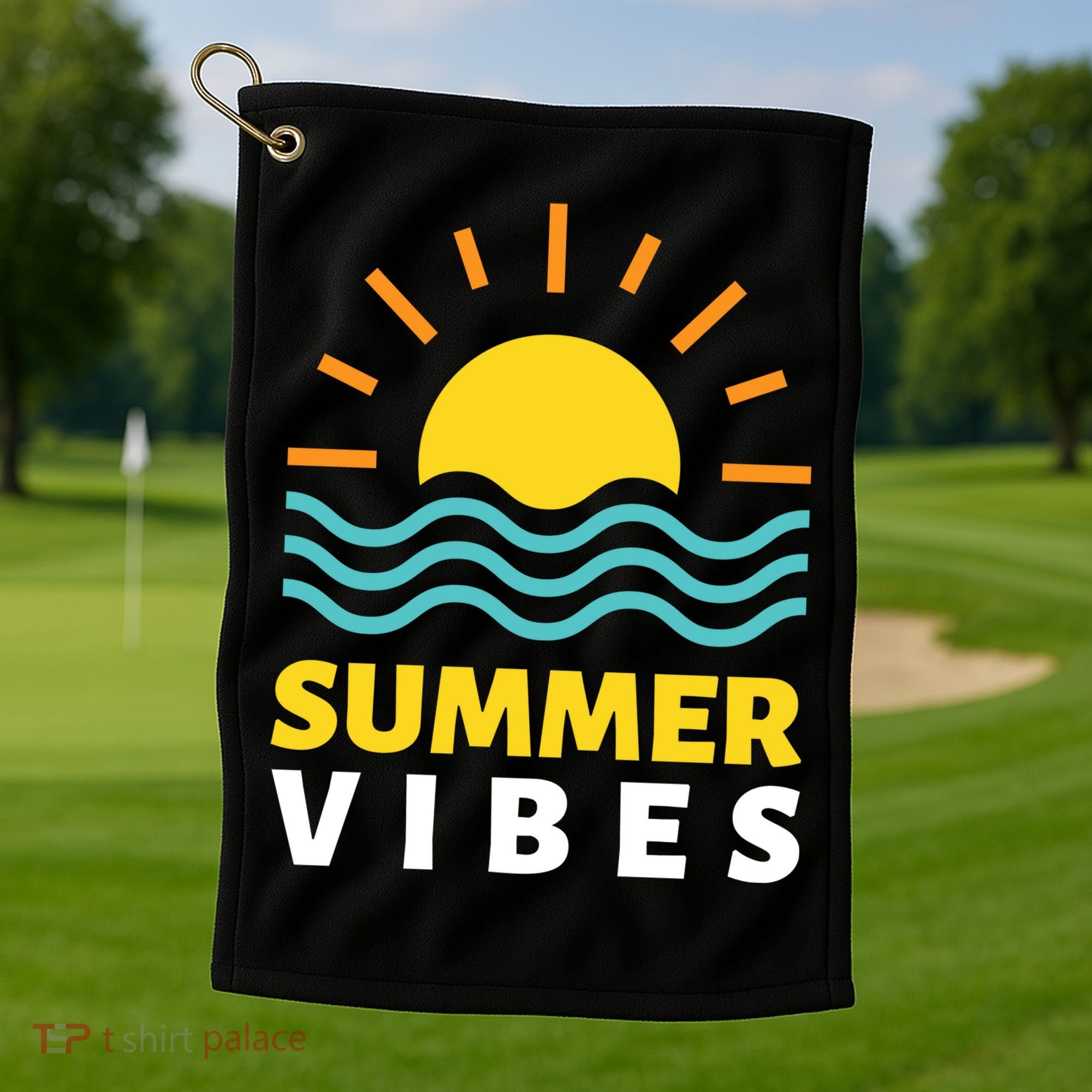 Summer Vibes Sunset Ocean Golf Towel