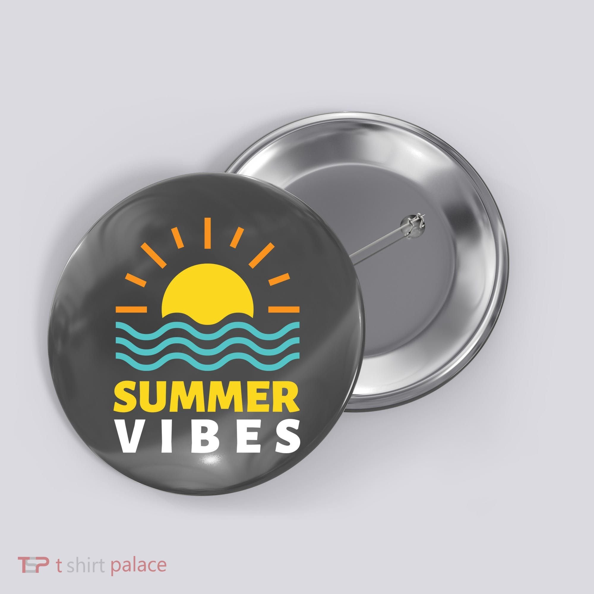 Summer Vibes Sunset Ocean Button