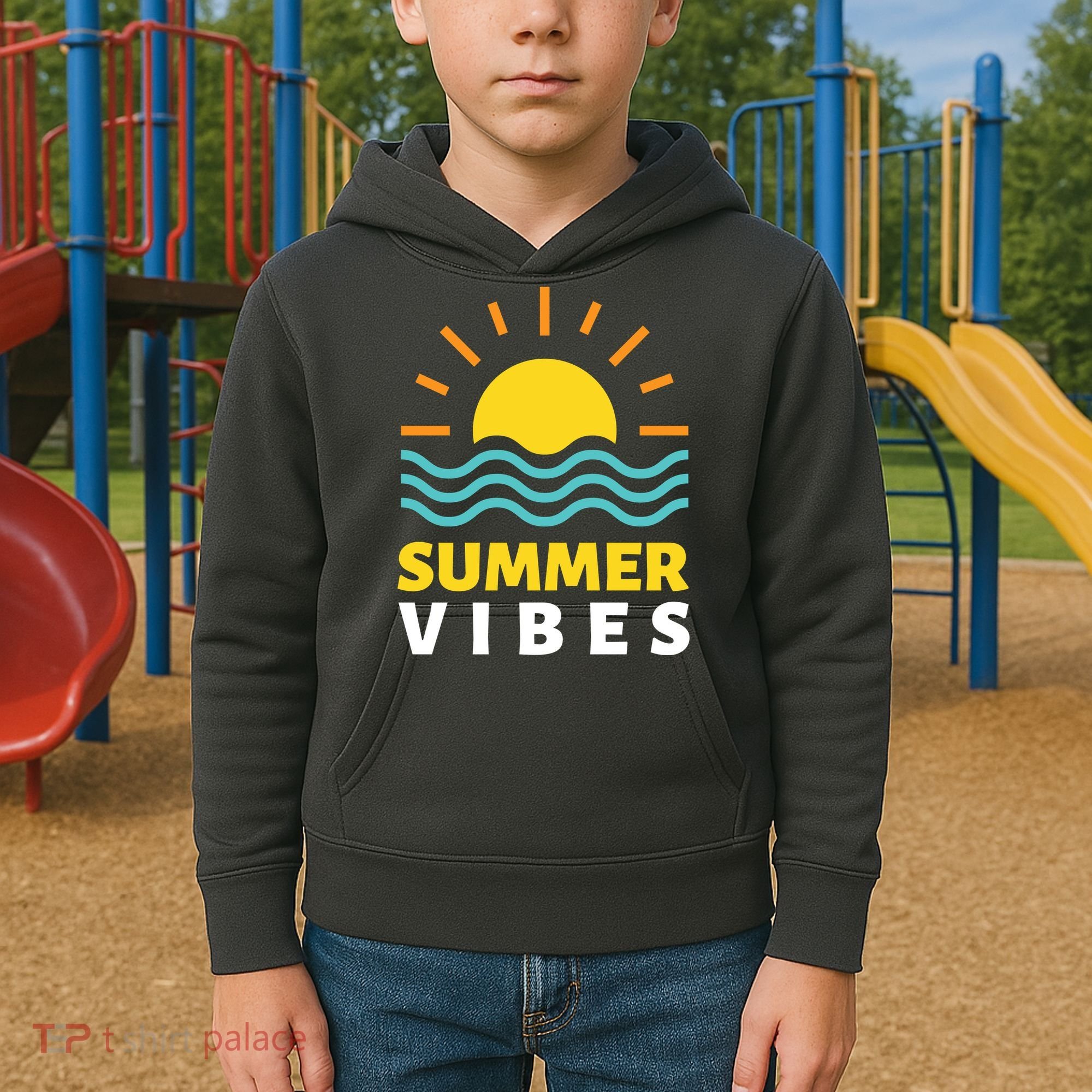 Summer Vibes Sunset Ocean Kids Hoodie