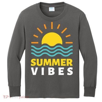 Summer Vibes Sunset Ocean Kids Long Sleeve Shirt