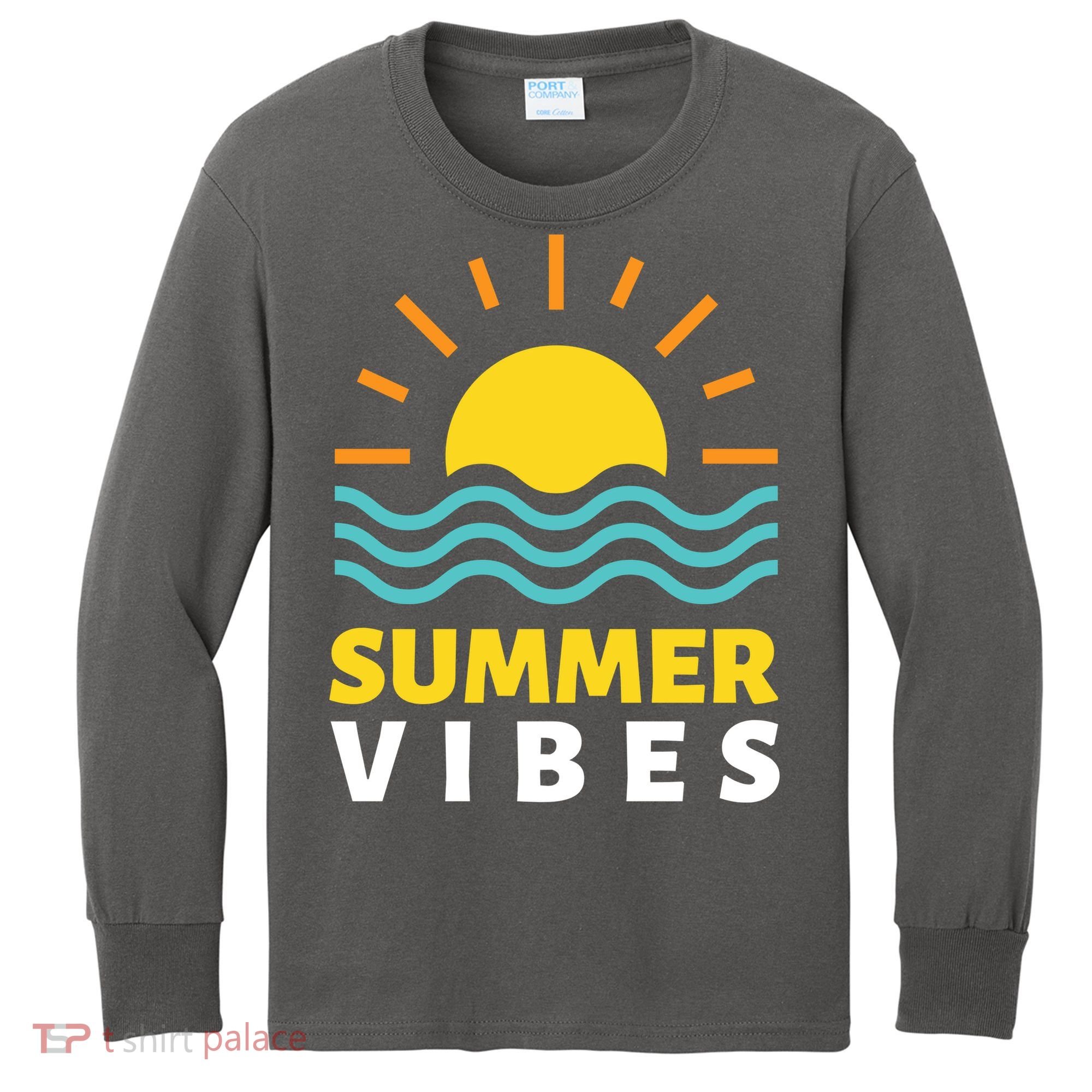 Summer Vibes Sunset Ocean Kids Long Sleeve Shirt