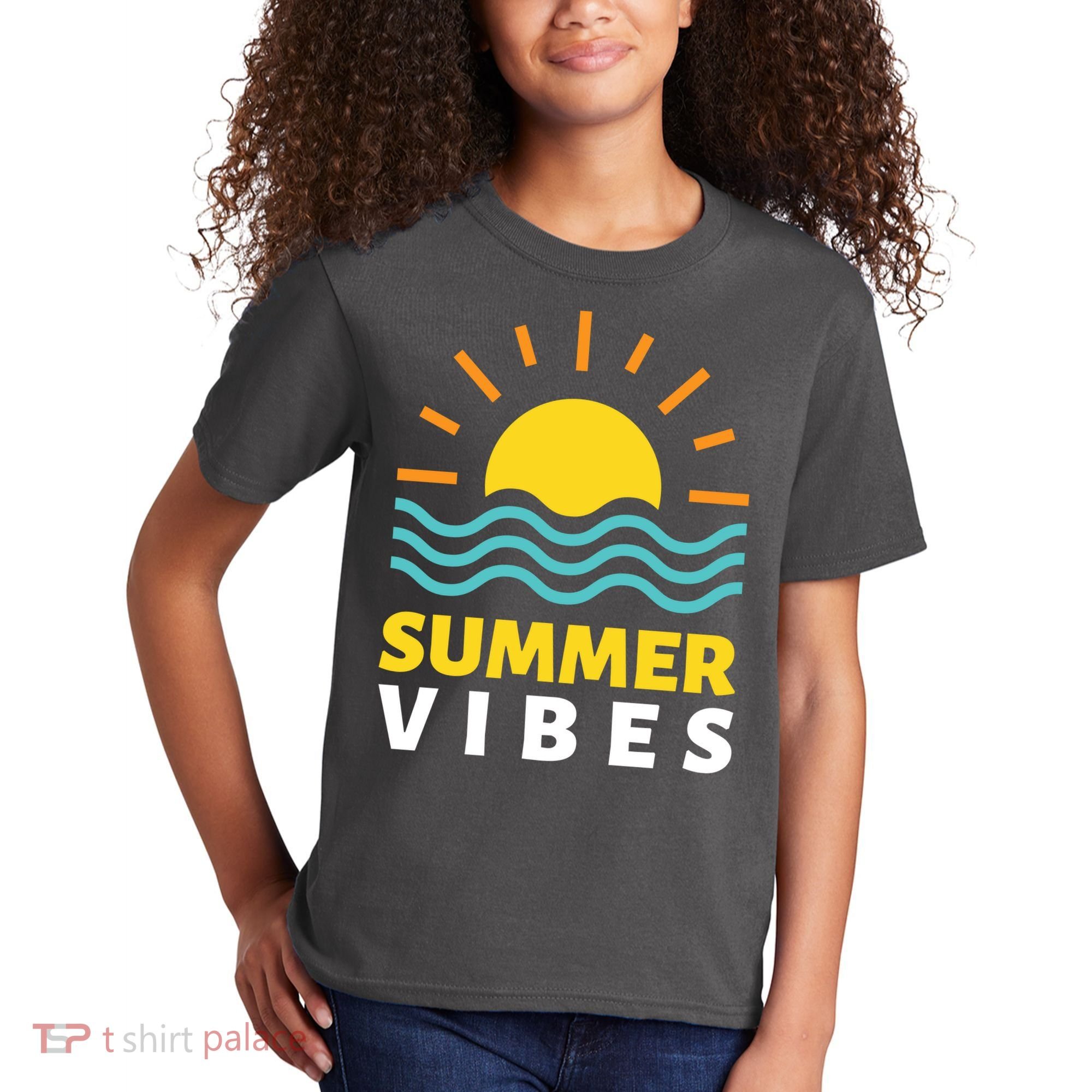 Summer Vibes Sunset Ocean Kids T-Shirt