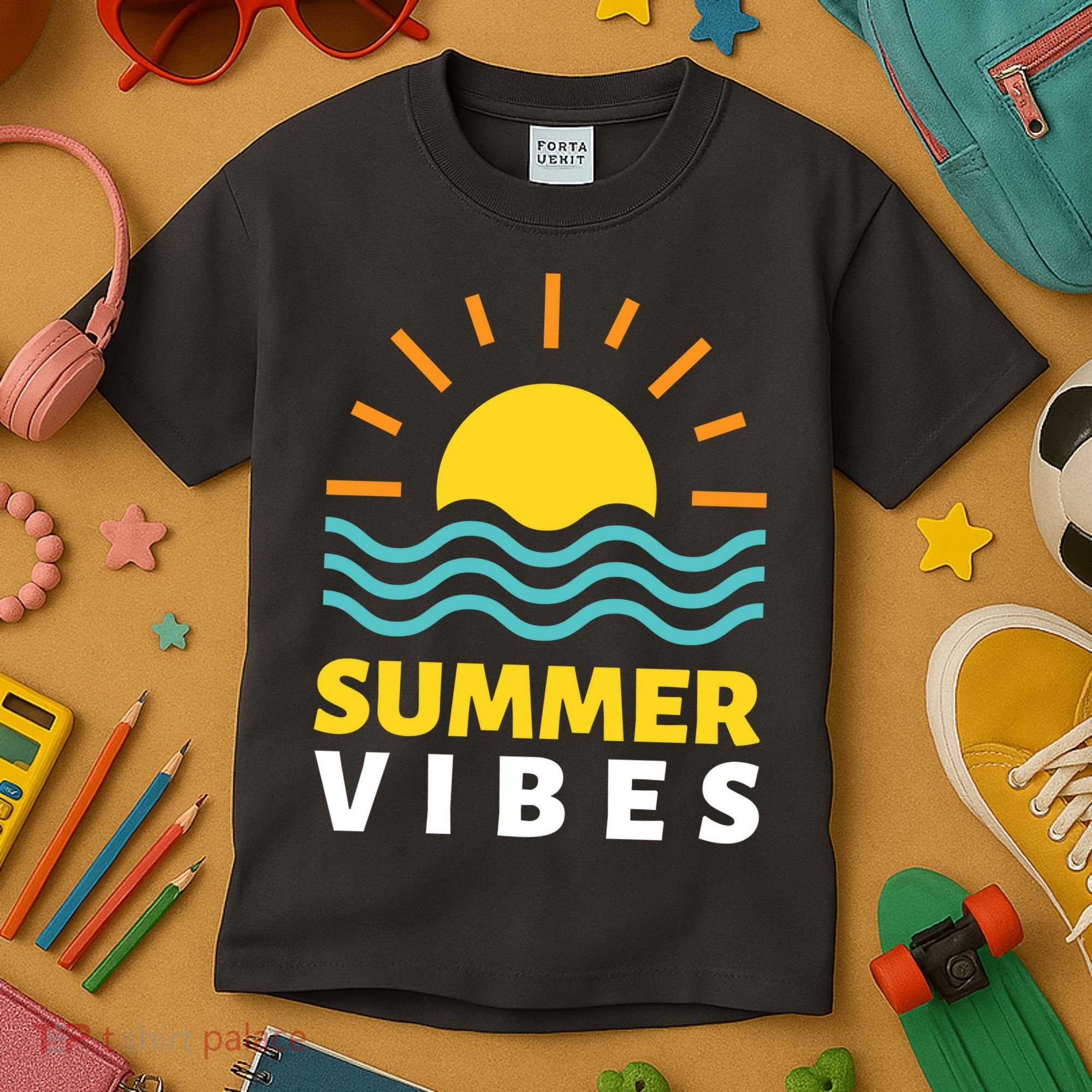 Summer Vibes Sunset Ocean Kids T-Shirt