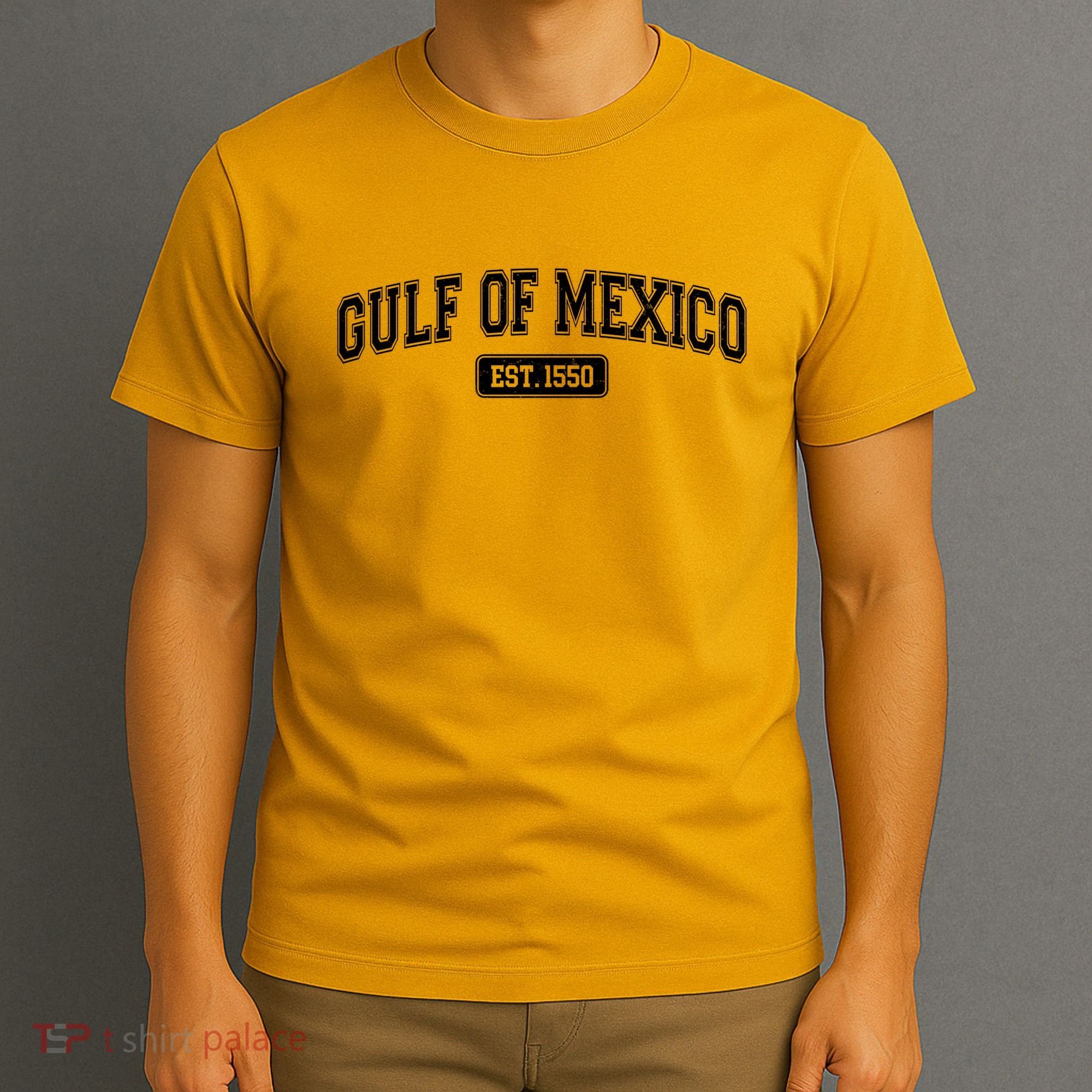 Sporty Varsity Style Gulf of Mexico EST 1550 T-Shirt