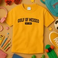 Sporty Varsity Style Gulf of Mexico EST 1550 Kids T-Shirt thumb 3