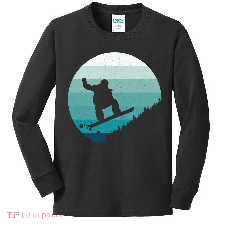 Snowboard Vintage Snowboarder Snow Winter Snowboarding Gift Pullover Kids Long Sleeve Shirt