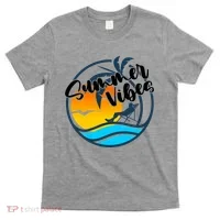 Summer Vibes Sunset Beach Tropical T-Shirt thumb 0