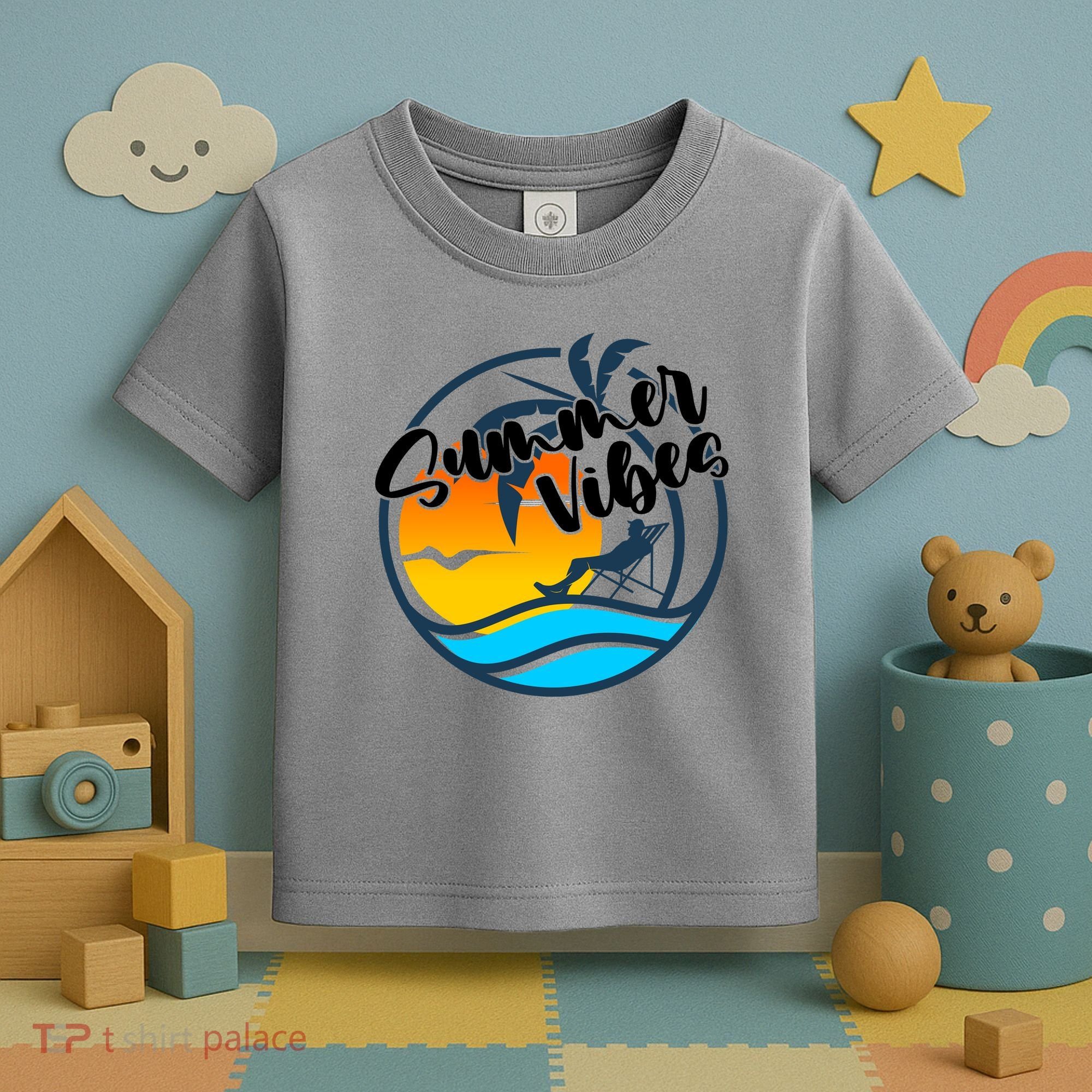 Summer Vibes Sunset Beach Tropical Toddler T-Shirt