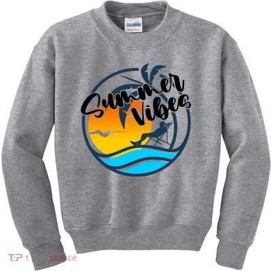 Summer Vibes Sunset Beach Tropical Kids Sweatshirt