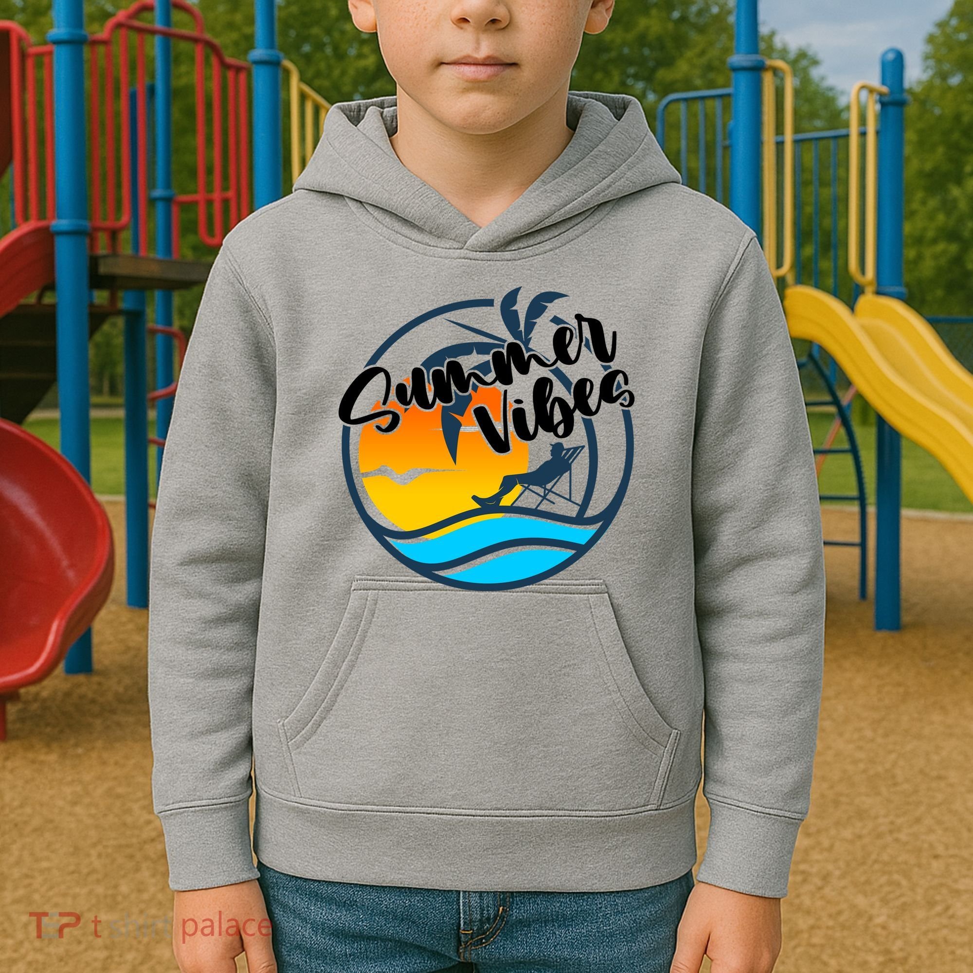 Summer Vibes Sunset Beach Tropical Kids Hoodie
