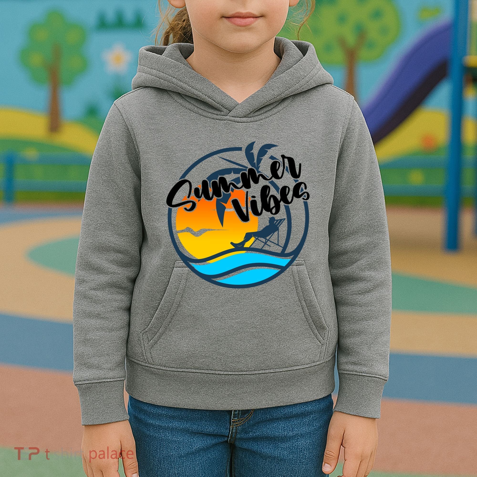 Summer Vibes Sunset Beach Tropical Kids Hoodie