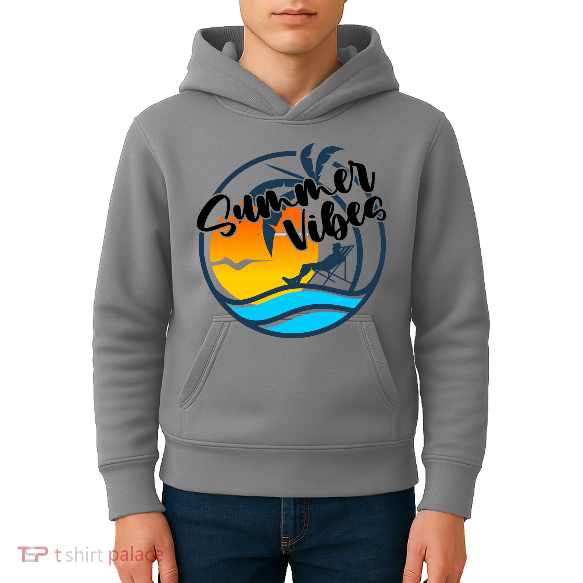 Summer Vibes Sunset Beach Tropical Kids Hoodie