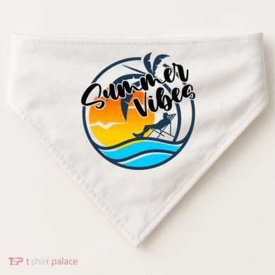 Summer Vibes Sunset Beach Tropical USA-Made Doggie Bandana
