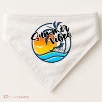 Summer Vibes Sunset Beach Tropical USA-Made Doggie Bandana thumb 0
