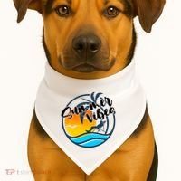 Summer Vibes Sunset Beach Tropical USA-Made Doggie Bandana thumb 1